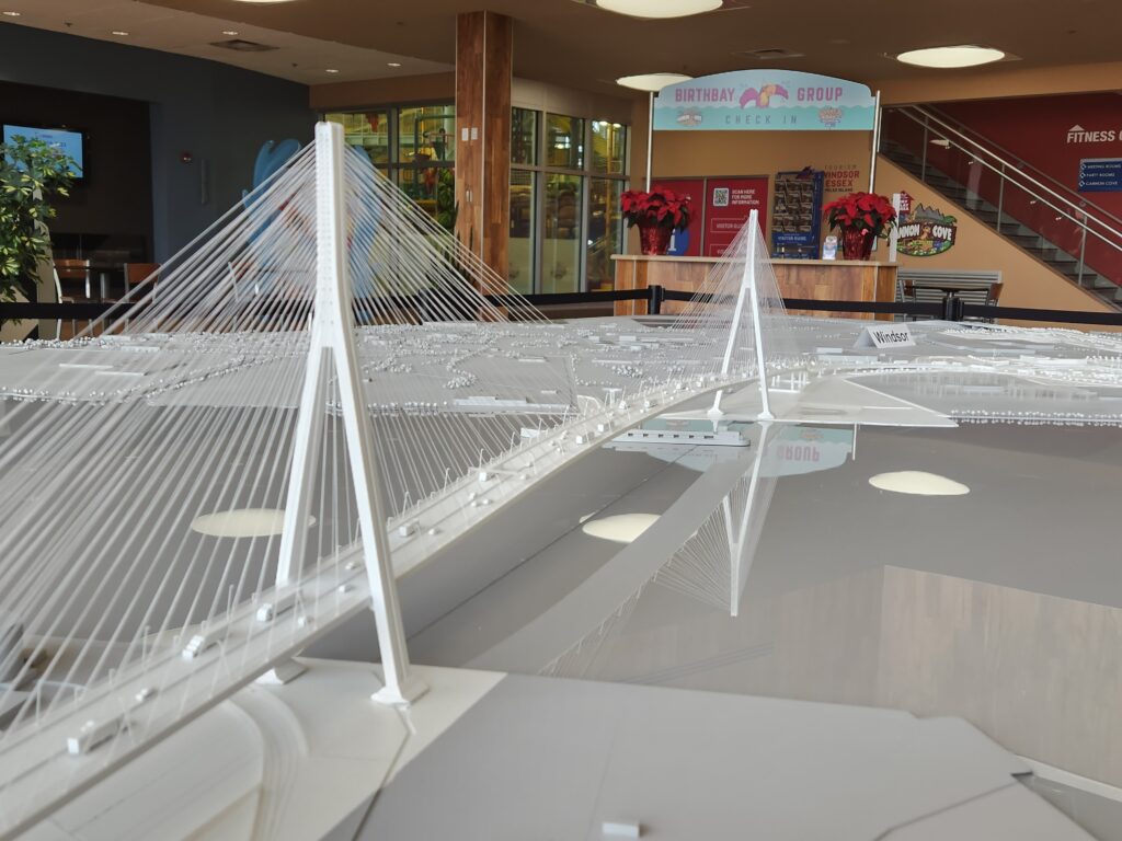 Large-scale model of Gordie Howe International Bridge project on display