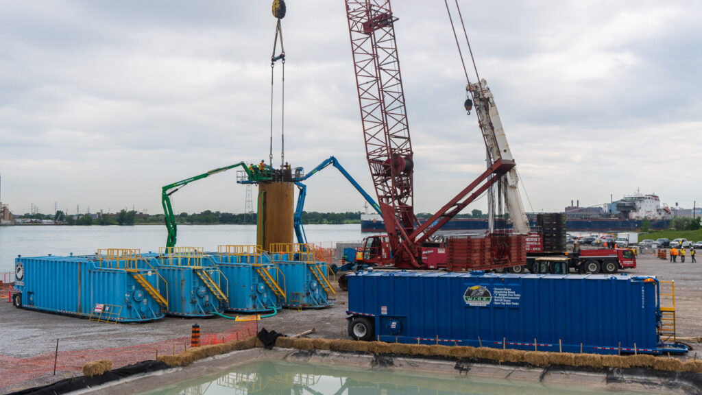 crane at the bridge construction site