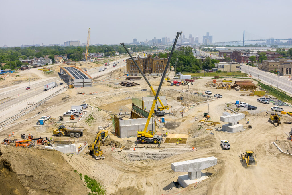 over bridge construction progress