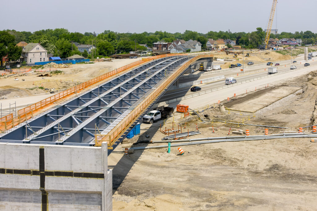 over bridge construction progress