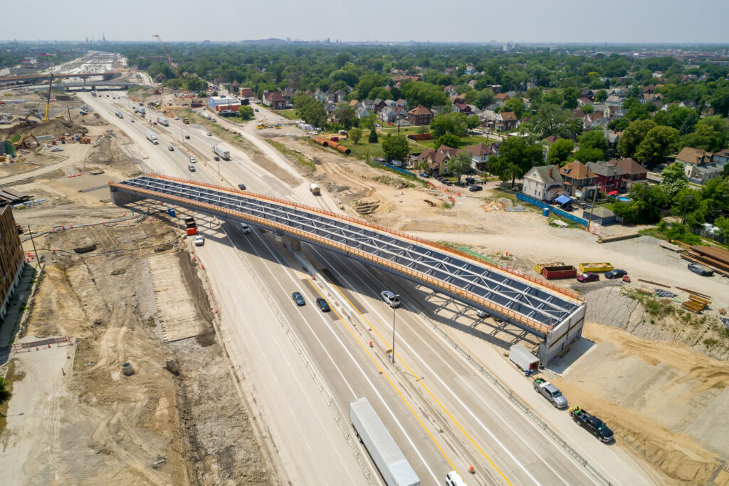 over bridge construction progress
