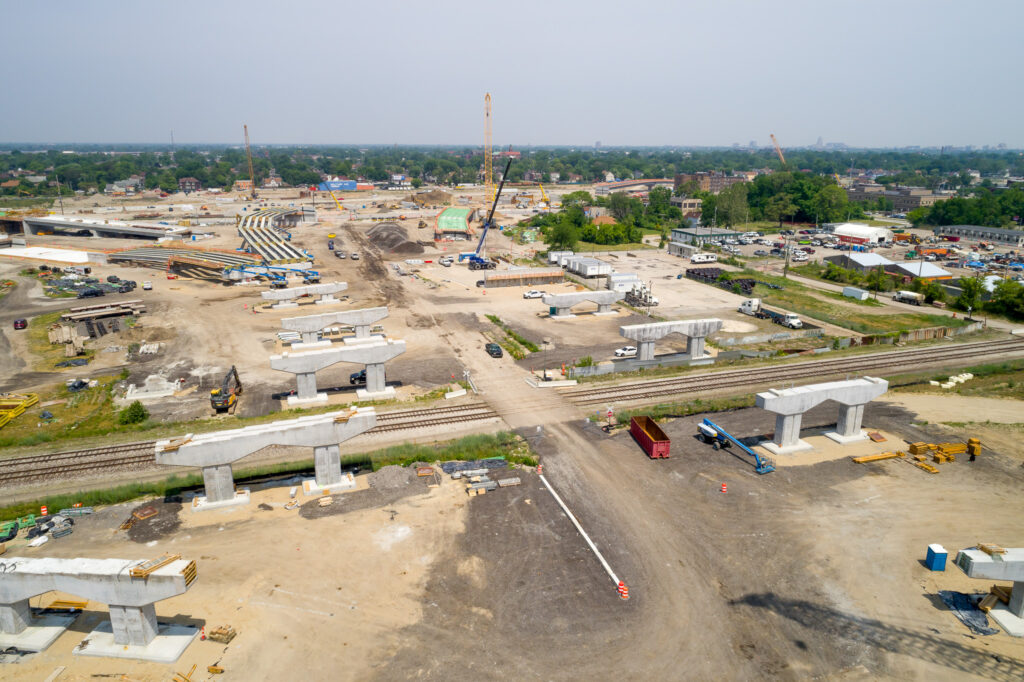 over bridge construction progress