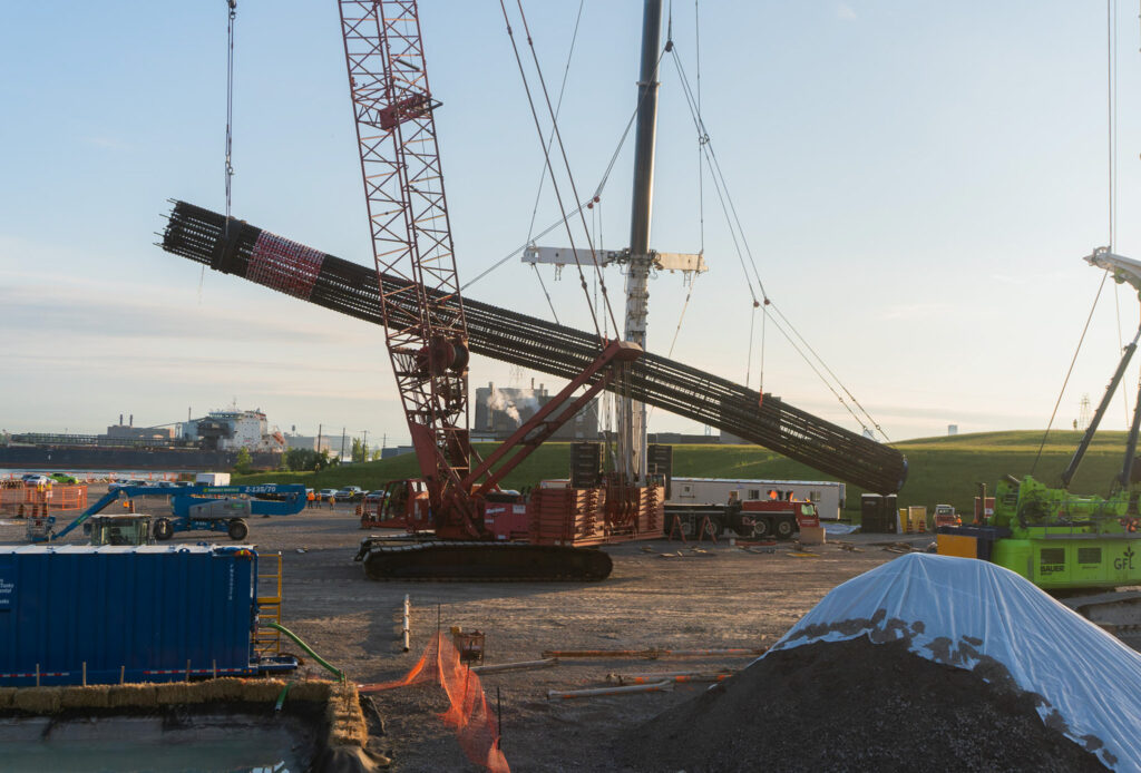 crane at the bridge construction site