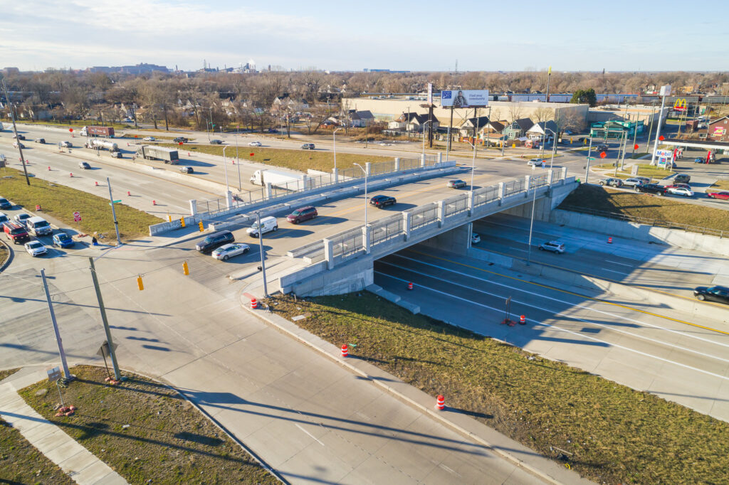 over bridge with traffic