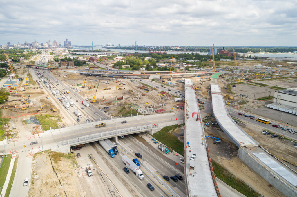 over bridge construction progress