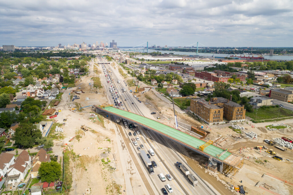 over bridge construction progress