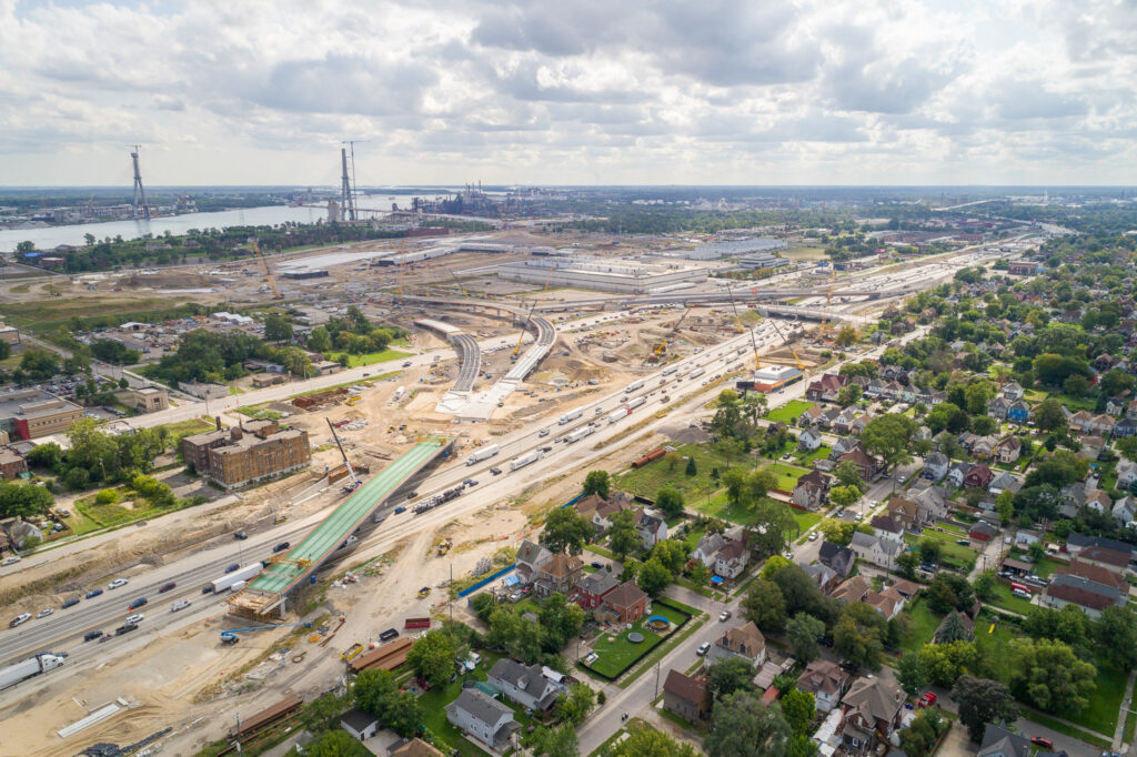 over bridge construction progress