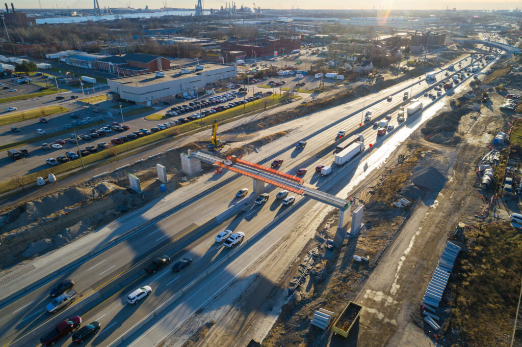 over bridge with traffic