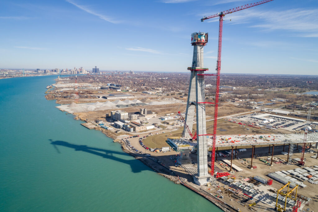 crane at the bridge construction site