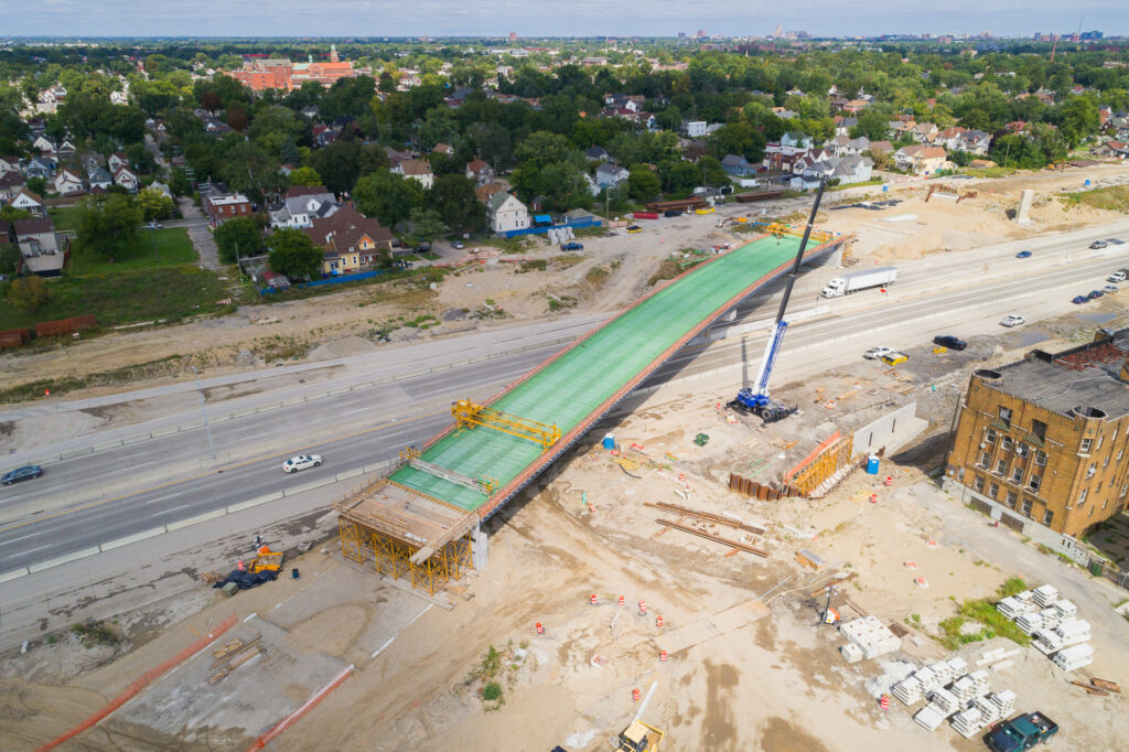 over bridge construction progress