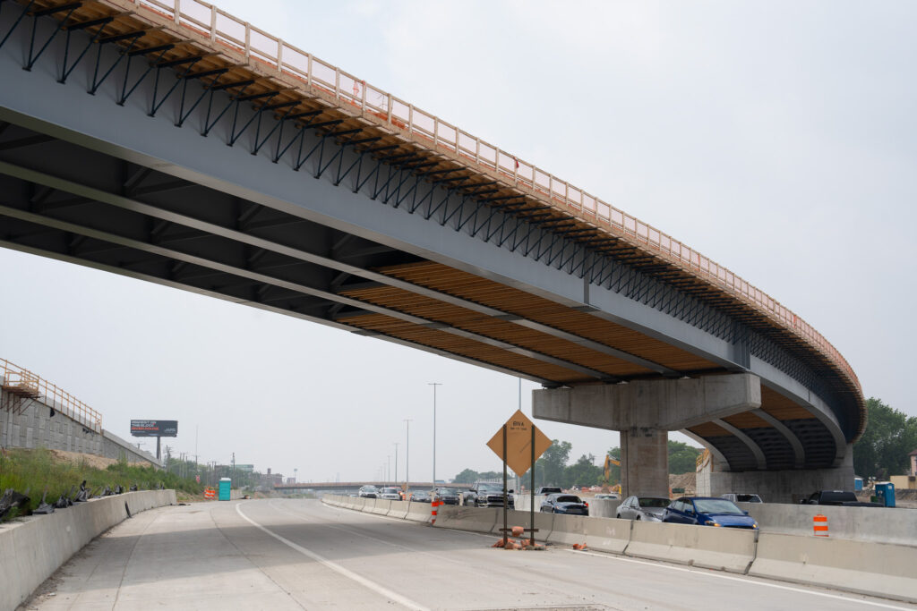 over bridge construction progress