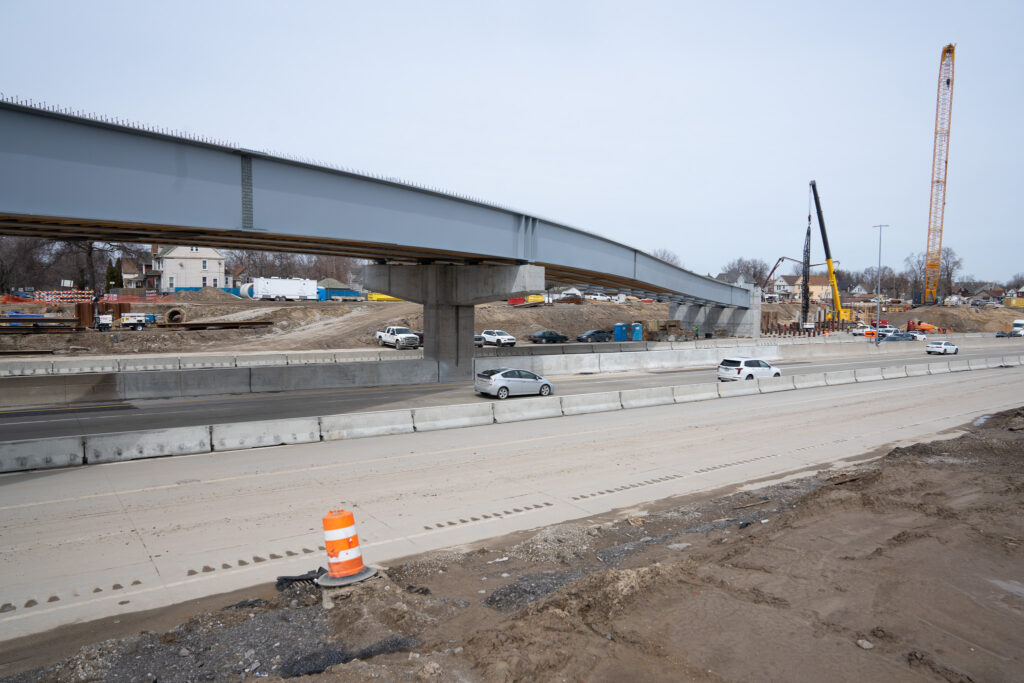 over bridge construction progress