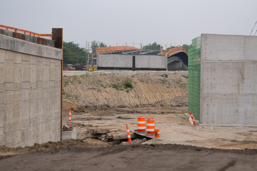 over bridge construction progress