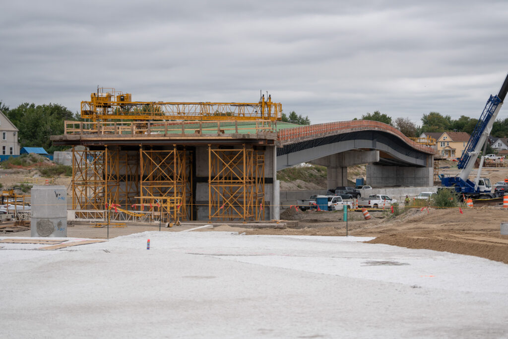 over bridge construction progress
