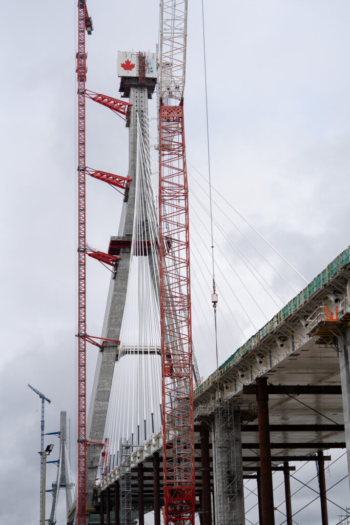 crane at the bridge construction site