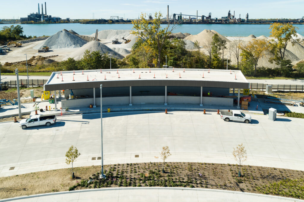 curved customs building