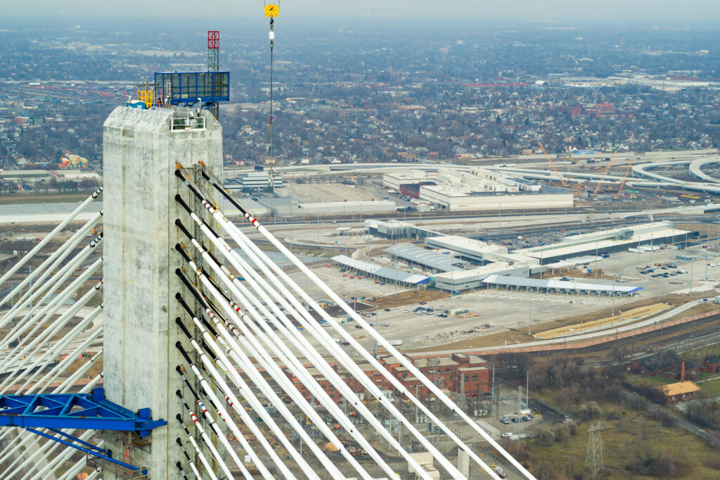 bridge mast and background border building