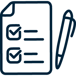 Icon of a checklist and pen representing consolidated billing.