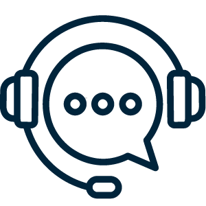 Icon of a customer support headset symbolizing live assistance and efficient customer service.