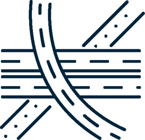 Highway overpass icon symbolizing seamless highway-to-highway connectivity.