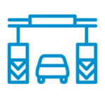 A vehicle going through a toll lane