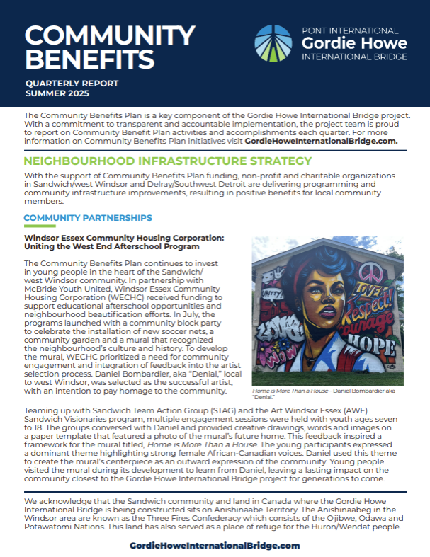 Community Benefits Quarterly Report Summer 2025 Cover