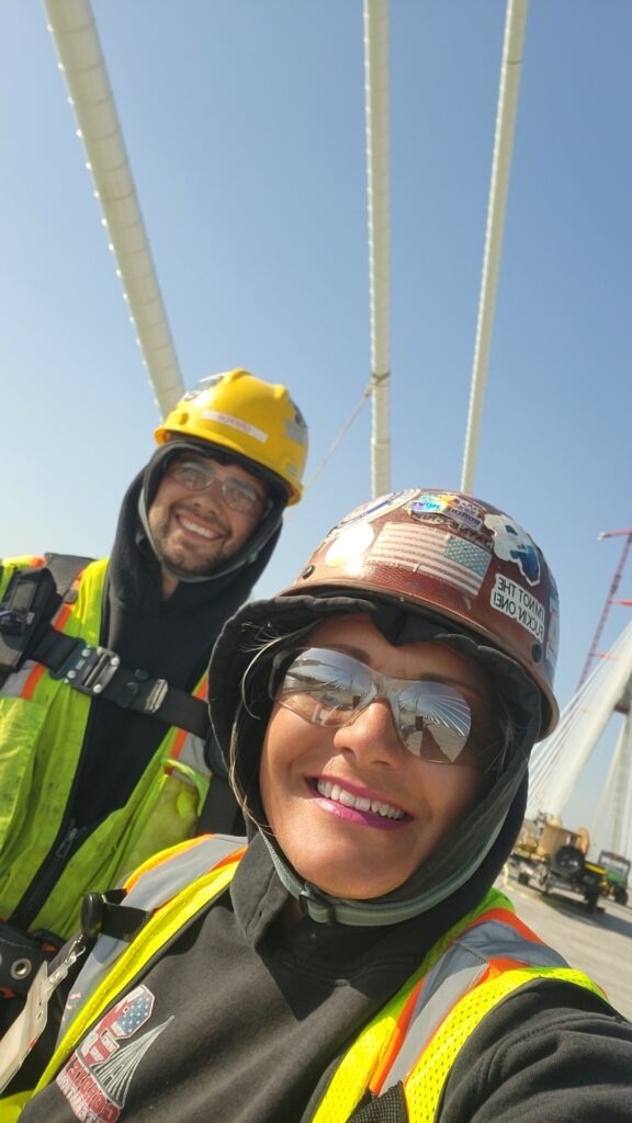 Jayne Griffor and her youngest son Anthony working together on the Gordie Howe International Bridge. 