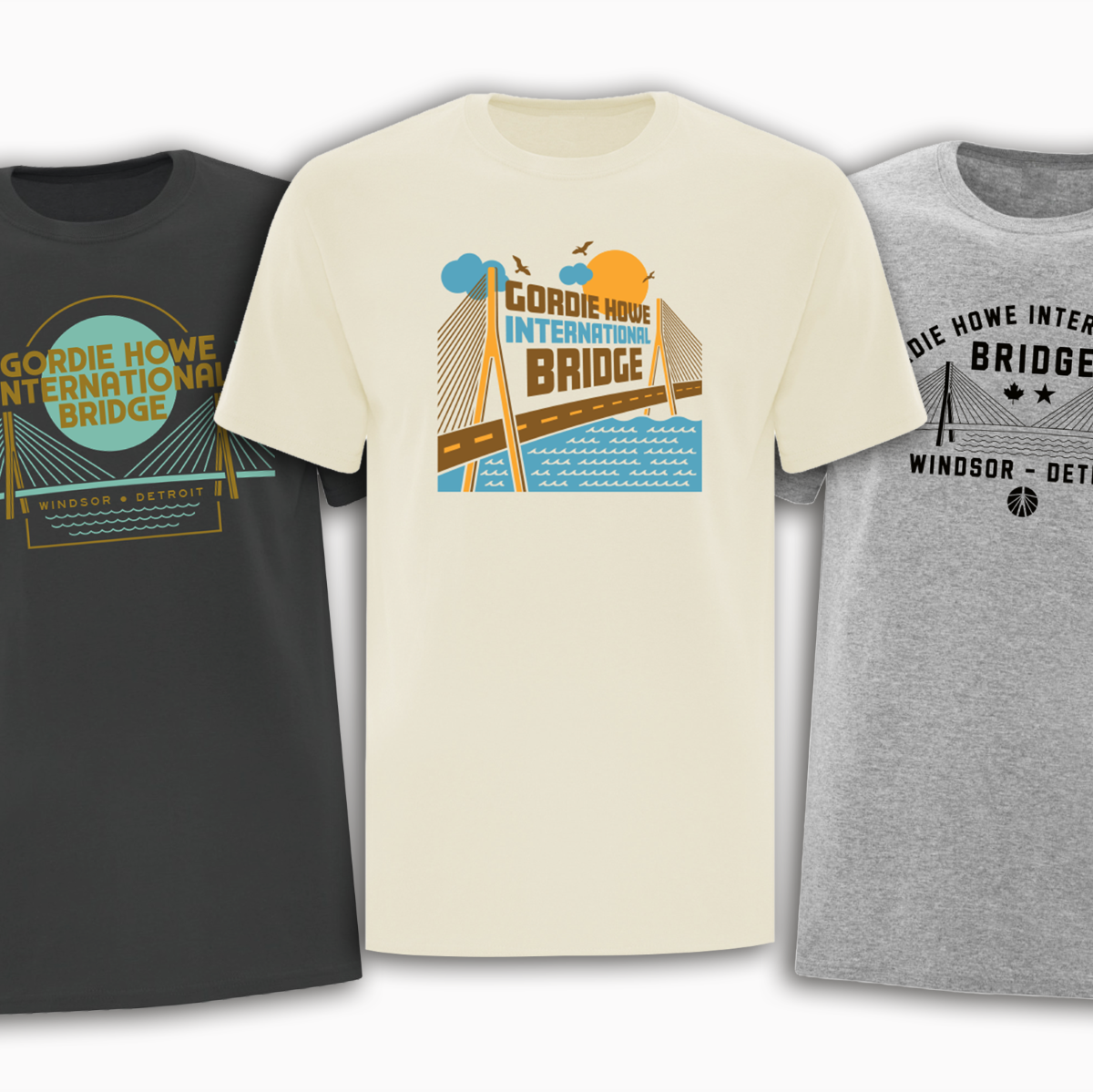 Three t-shirts with unique designs