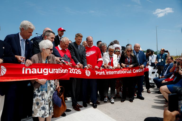 Gordie Howe International Bridge Inauguration ribbon cutting.